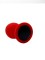 Анальная пробка силикон круг/L, красная с черным кристаллом, 41 мм