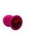 Анальная пробка силикон круг/S, розовая с красным кристаллом, 27 мм