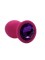 Анальная пробка силикон круг/L, розовая с фиолетовым кристаллом, 41 мм
