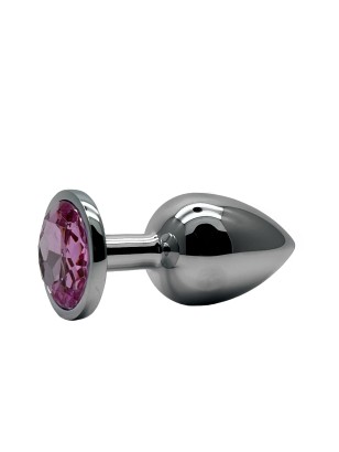 Анальная пробка метал круг/S, светло-розовый, 27 мм
