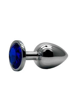 Анальная пробка метал круг/L, синий, 40 мм