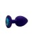 Анальная пробка силикон круг/S, фиолетовая с голубым кристаллом, 27 мм