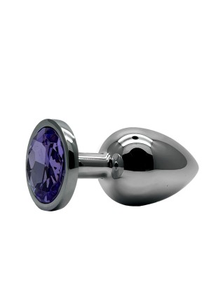 Анальная пробка метал круг/M, светло-фиолетовый, 34 мм