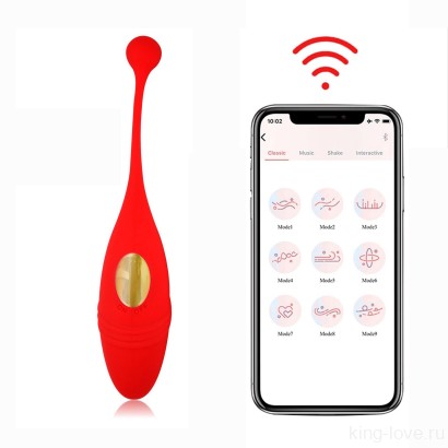 Виброяйцо на управлении с телефона (app), красное, 16 см