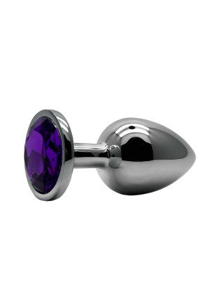 Анальная пробка метал круг/M, фиолетовый, 34 мм