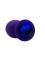 Анальная пробка силикон круг/M, фиолетовая с синим кристаллом, 34 мм