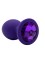 Анальная пробка силикон круг/L, фиолетовая с фиолетовым кристаллом, 41 мм