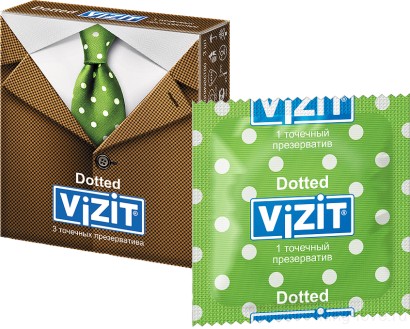 Латексные презервативы Vizit Dotted (Точечные), 3шт