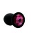 Анальная пробка силикон круг/M, черная с розовым кристаллом, 34 мм