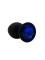 Анальная пробка силикон круг/S, черная с синим кристаллом, 27 мм