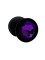 Анальная пробка силикон круг/S, черная с фиолетовым кристаллом, 27 мм