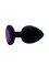 Анальная пробка силикон круг/M, черная с фиолетовым кристаллом, 34 мм